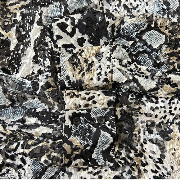 Alice + Olivia Snake Print Silk Button Down Blouse M Designer Luxury Top - Picture 5 of 8